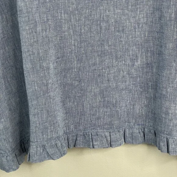 Cynthia Rowley Linen Blend Top Womens XLarge Pleated Coastal Beach Capsule Tunic - Picture 9 of 12